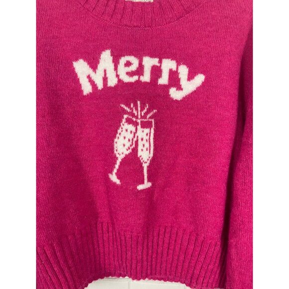 Ruby Moon Womens Cropped Pink Merry Pink Sweater Size Large Wool Blend - Picture 2 of 6